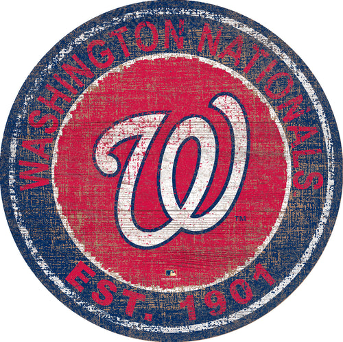 Washington Nationals Heritage Logo Round Wood Sign - 24