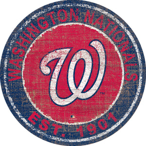 Washington Nationals Heritage Logo Round Wood Sign - 24"