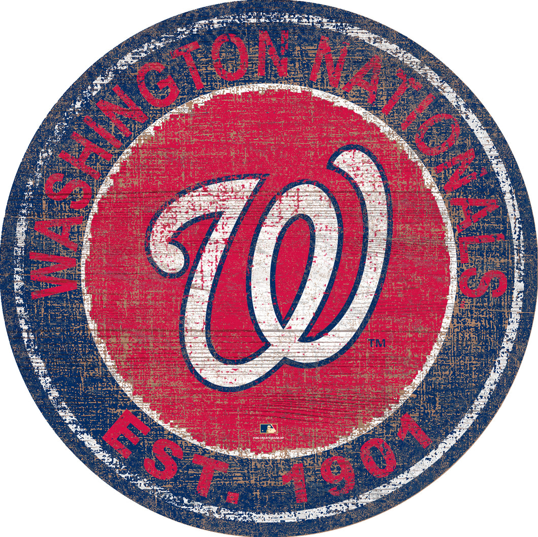 Washington Nationals Heritage Logo Round Wood Sign - 24