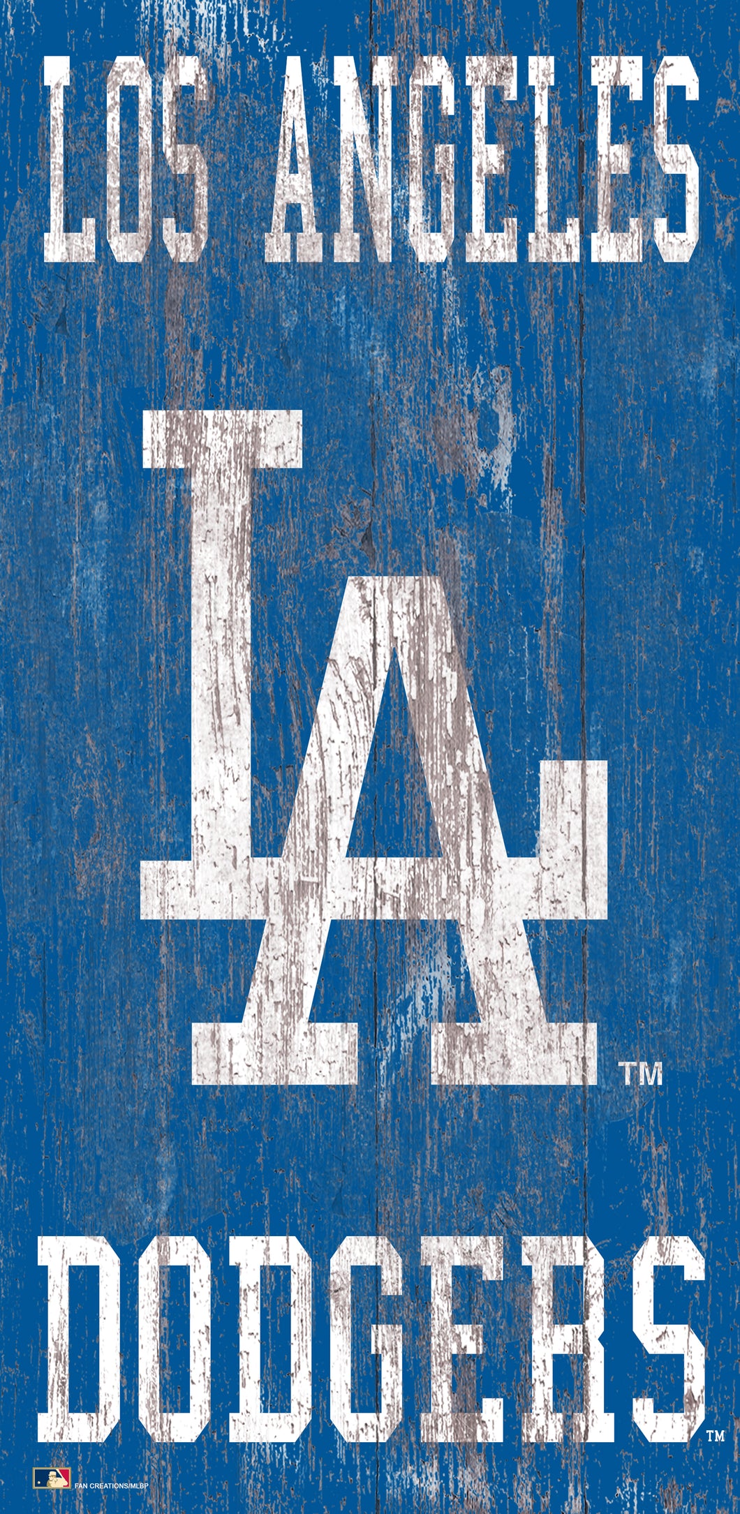 MLB Distressed 6 x 12 Heritage Logo Team Name Sign Los Angeles Dodgers
