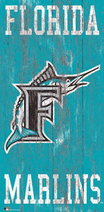 Miami Marlins Heritage Logo Wood Sign - 6"x12"