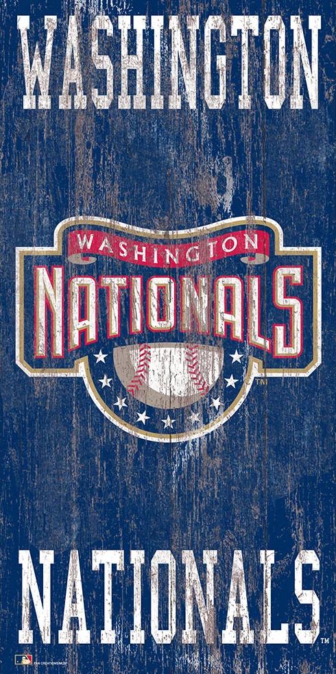 MLB Distressed 6 x 12 Heritage Logo Team Name Sign Washington Nationals
