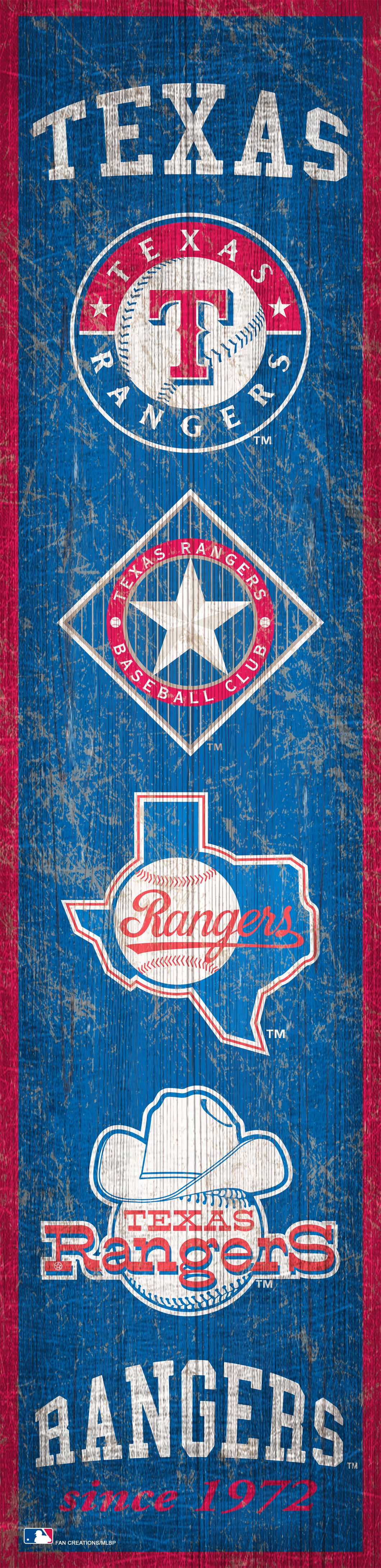 Texas Rangers Heritage Banner Wood Sign - 6