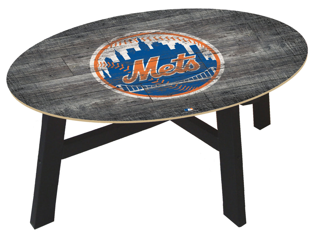 New York Mets Distressed Wood Coffee Table