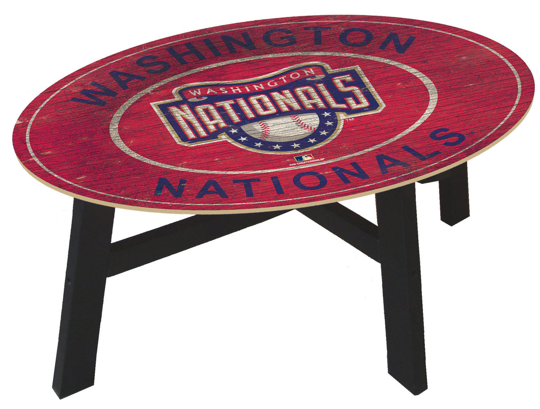 Show your team spirit by displaying their logo on your coffee table. Table is made of medium density fiberboard with glass over the wooden top. Some assembly required. Dimensions are 30