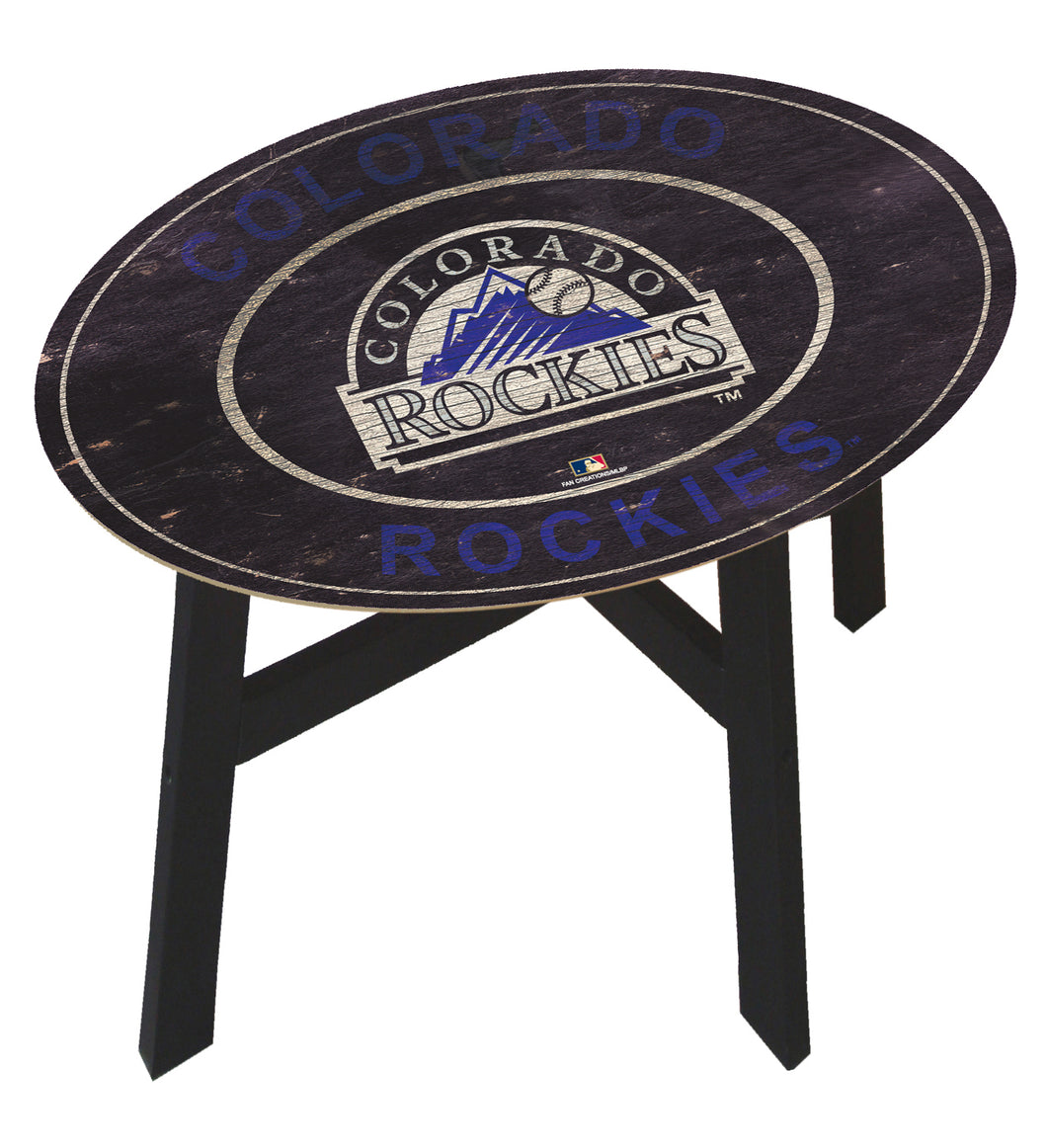 Colorado Rockies Heritage Logo Wood Side Table