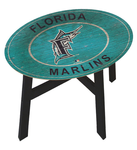 Miami Marlins Heritage Logo Wood Side Table