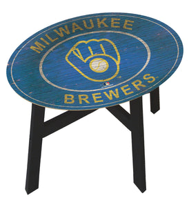 Milwaukee Brewers Heritage Logo Wood Side Table