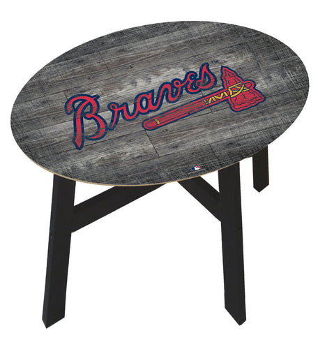 Atlanta Braves Distressed Logo Wood Side Table