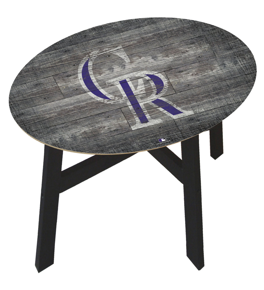 Colorado Rockies Distressed Logo Wood Side Table