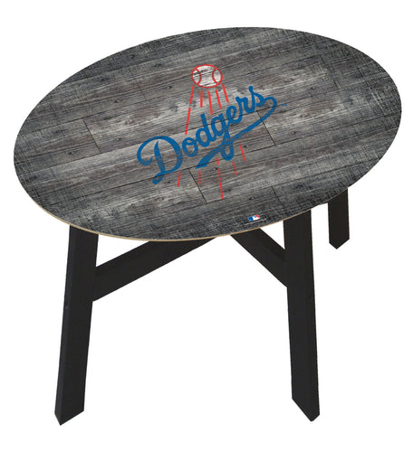 Los Angeles Dodgers Distressed Logo Wood Side Table
