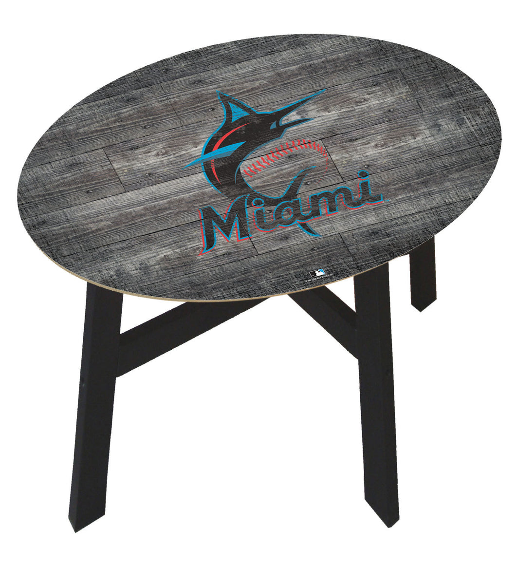 Miami Marlins Distressed Logo Wood Side Table