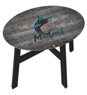 Miami Marlins Distressed Logo Wood Side Table
