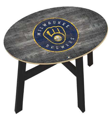 Milwaukee Brewers Distressed Logo Wood Side Table