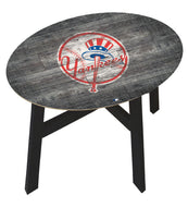 New York Yankees Distressed Logo Wood Side Table