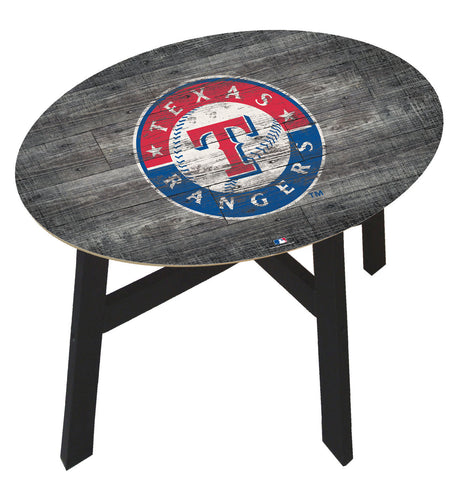 Texas Rangers Distressed Logo Wood Side Table