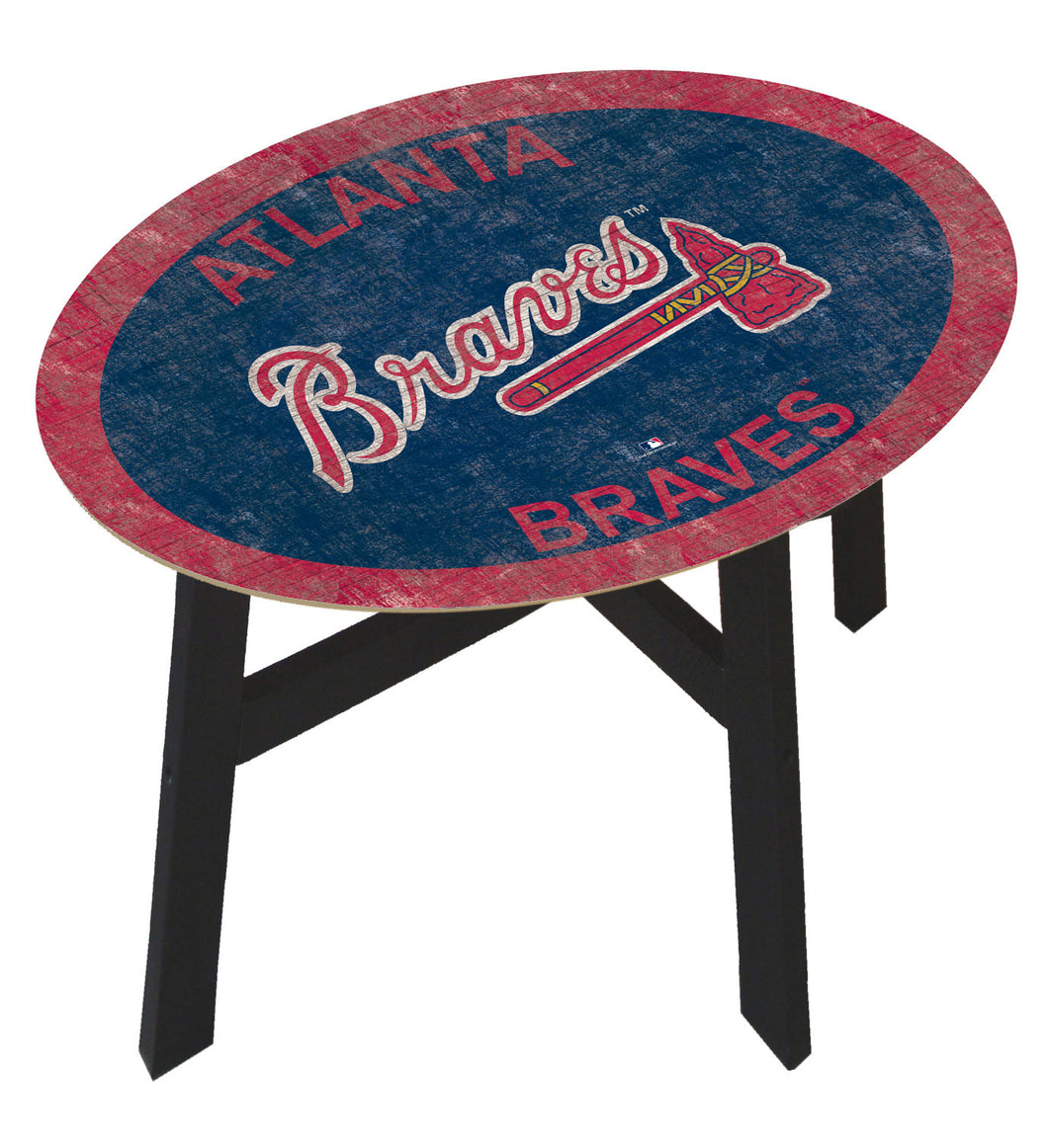 Atlanta Braves Team Color Wood Side Table