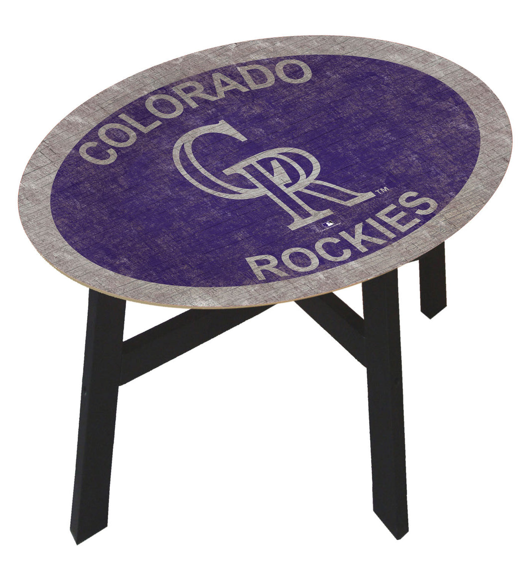 Colorado Rockies Team Color Wood Side Table