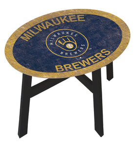 Milwaukee Brewers Team Color Wood Side Table