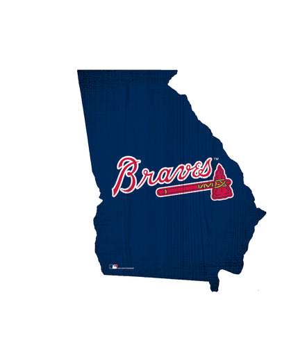 Atlanta Braves Team Color Logo State Cutout Sign