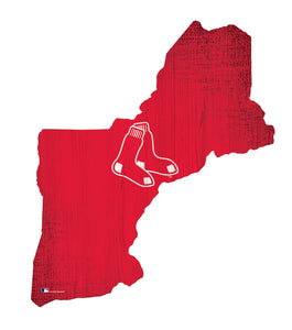 Boston Red Sox Team Color Logo State Cutout Sign