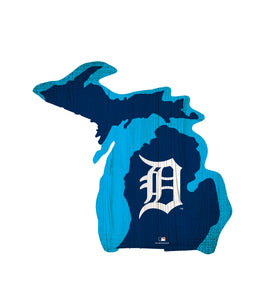 Detroit Tigers Team Color Logo State Cutout Sign