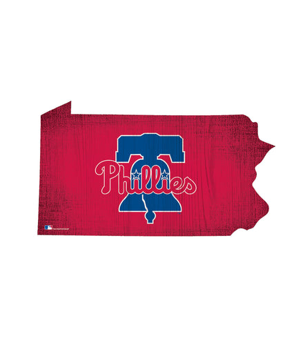 Philadelphia Phillies Team Color Logo State Cutout Sign