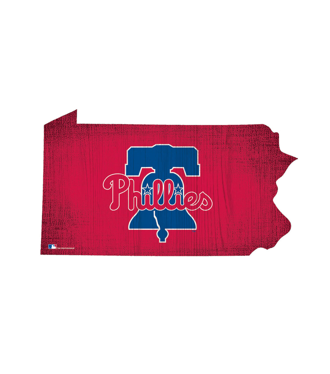 Philadelphia Phillies Team Color Logo State Cutout Sign
