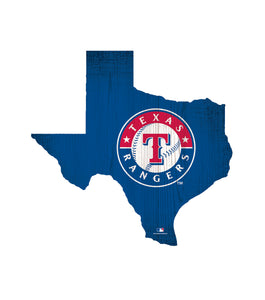 Texas Rangers Team Color Logo State Cutout Sign