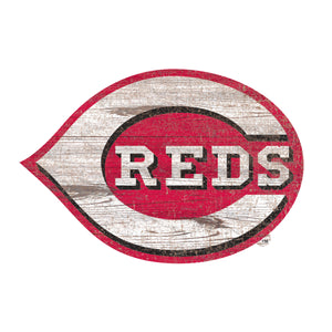 Cincinnati Reds Distressed Logo Cutout Sign