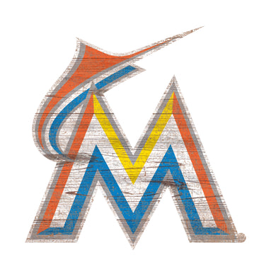 Miami Marlins Distressed Logo Cutout Sign