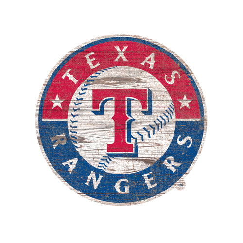 Texas Rangers Distressed Logo Cutout Sign