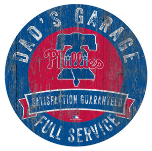 Philadelphia Phillies Dad's Garage Wood Sign