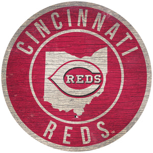 Cincinnati Reds Circle State Sign - 12"