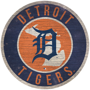 Detroit Tigers Circle State Sign - 12"