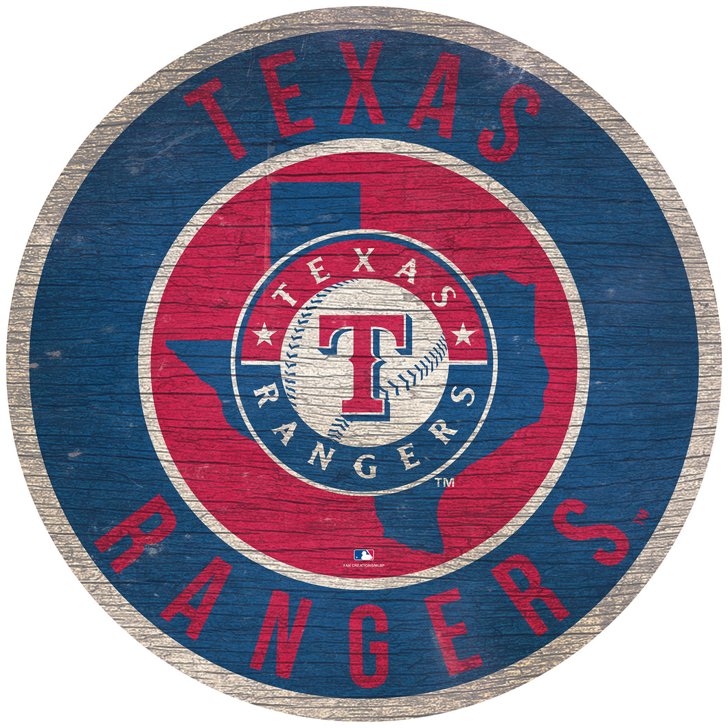 MLB 12 Distressed Circle State Sign Texas Rangers