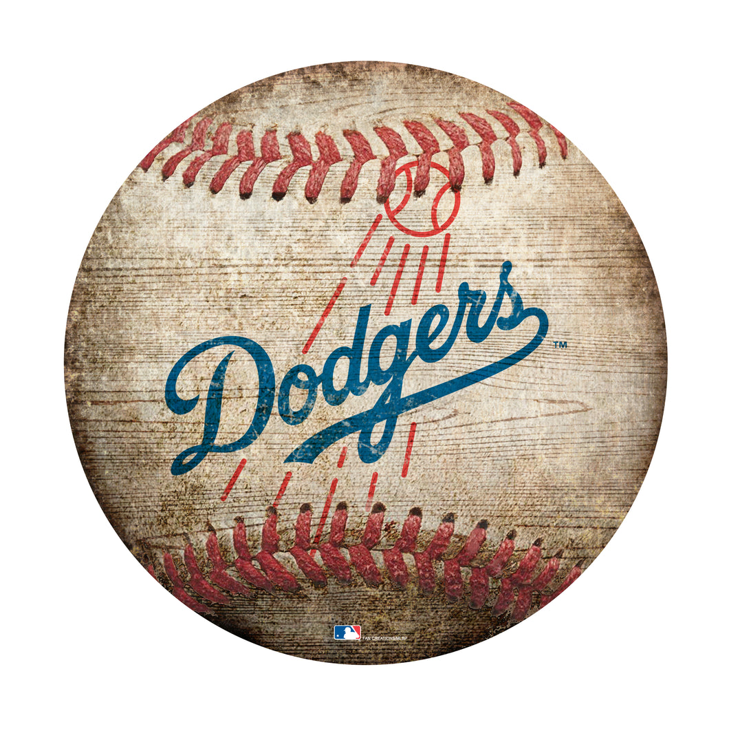 MLB 12 inch Baseball Shaped Sign Los Angeles Dodgers