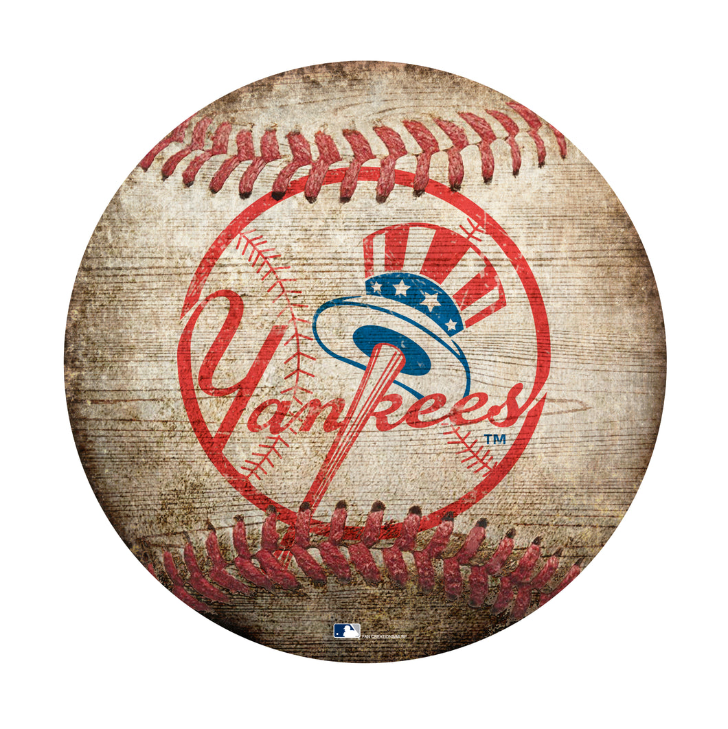 MLB 12 inch Baseball Shaped Sign New York Yankees