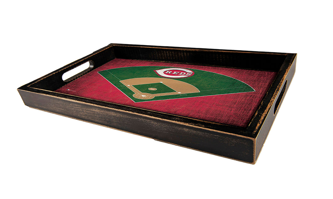 Cincinnati Reds Baseball Field Wood Tray