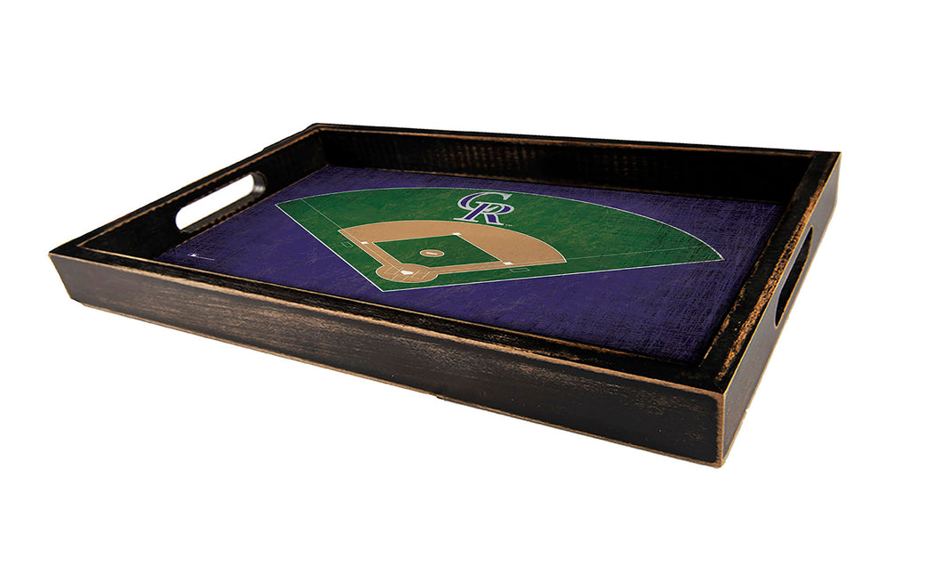 Colorado Rockies Baseball Field Wood Tray