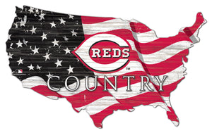 Cincinnati Reds USA Shape Wood Sign