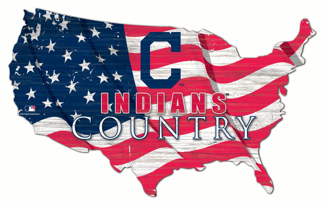 Cleveland Indians USA Shape Wood Sign