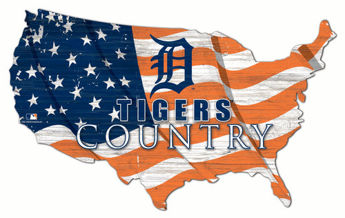 Detroit Tigers USA Shape Wood Sign