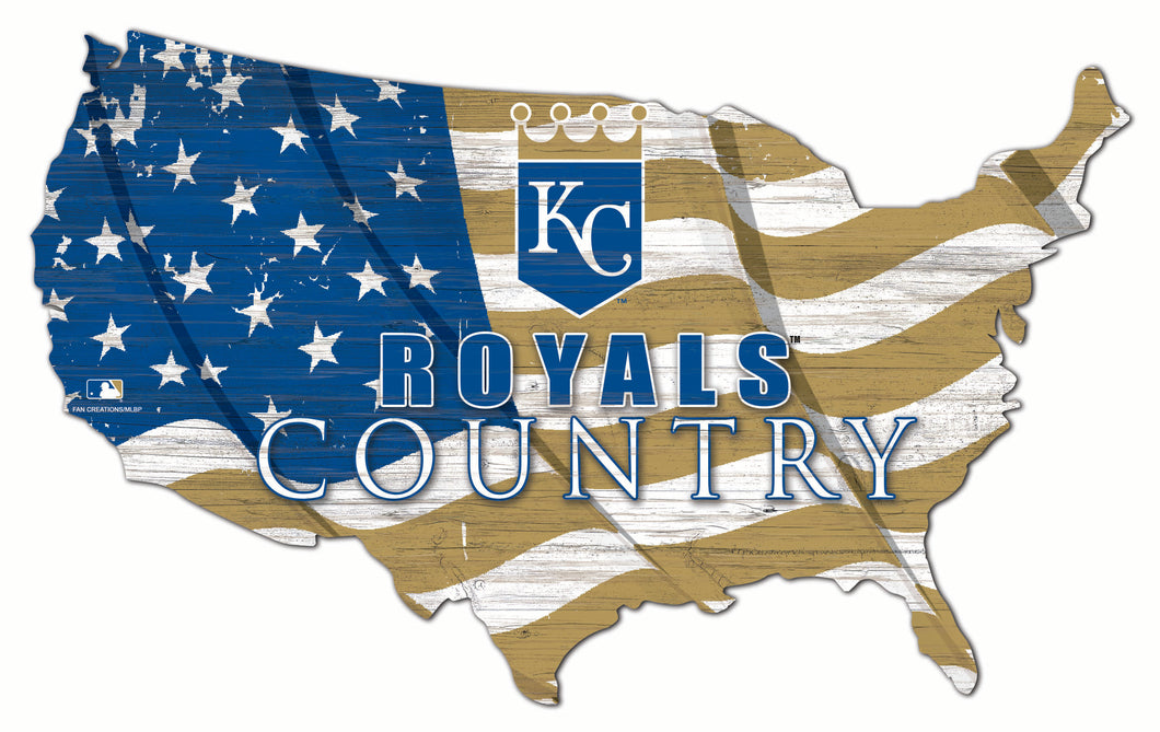 Kansas City Royals USA Shape Wood Sign