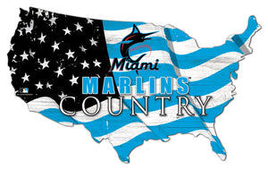 Miami Marlins USA Shape Wood Sign