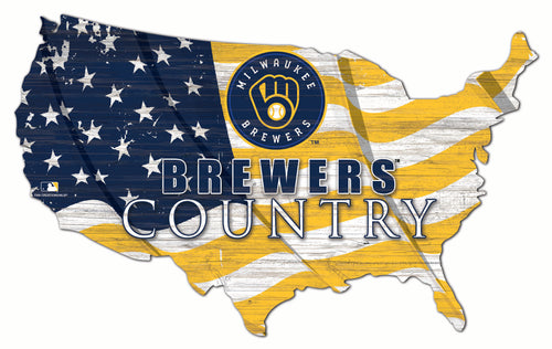 Milwaukee Brewers USA Shape Wood Sign