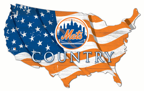 New York Mets USA Shape Wood Sign