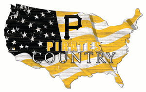 Pittsburgh Pirates USA Shape Wood Sign