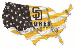 San Diego Padres USA Shape Wood Sign