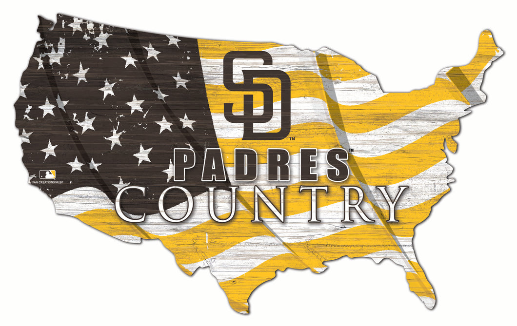 San Diego Padres USA Shape Wood Sign